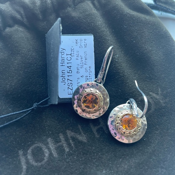 John Hardy Batu Palu 18kt & Silver Citrine Drop Earrings - Picture 10 of 14